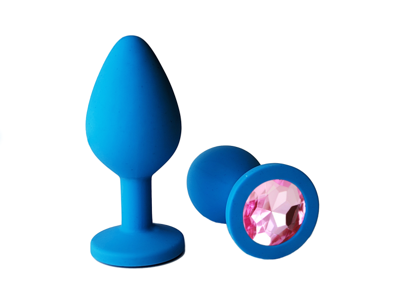 Пробка с розовым кристаллом "Vandersex" голубая, S 